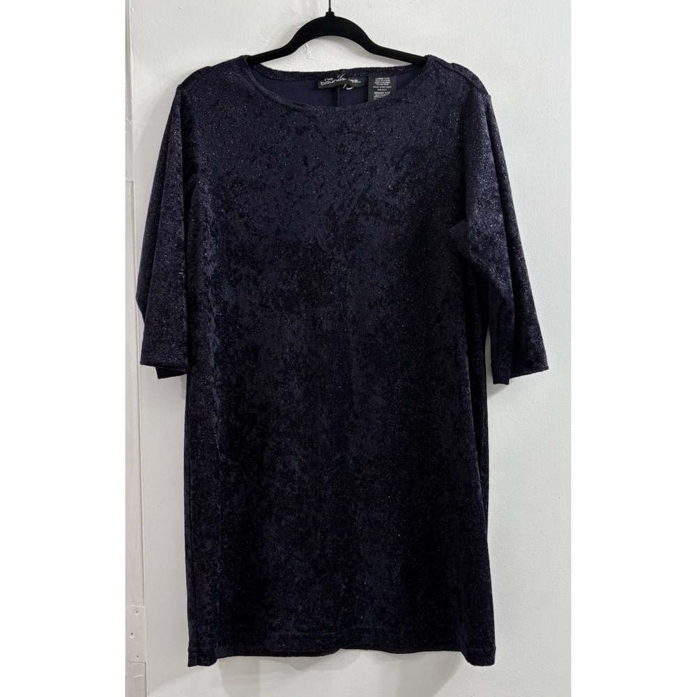 VTG Y2K No Boundaries Womens L Velvet Mini Dress Black Purple Glitter Whimsigoth